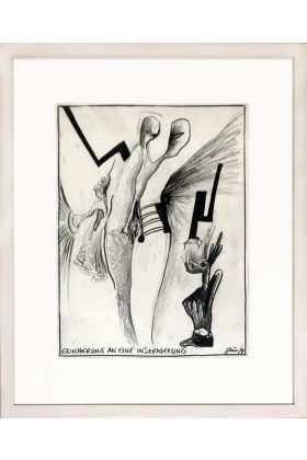 Günter Brus, "Erinnerung an eine Inszenierung", 1994, Mischtechnik auf Papier, 56 x 42 cm