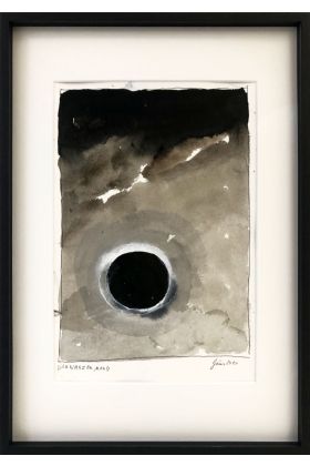 Günter Brus, "Schwarzer Mond", 2021, Aquarell, 23,5 x 35,5 cm
