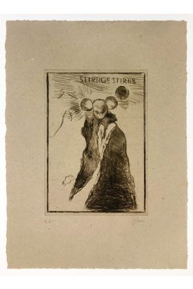 Günter Brus, "Stirn Gestirne", 2019, Kaltnadelradierung, Sonderedition 6/25, 50 x 35 cm, inkl. Buch "Erdruckt und erstochen"