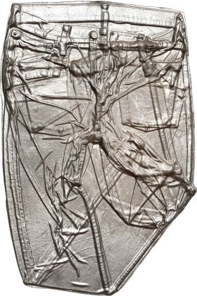Hans Kupelwieser, Relief "Jeans", 2011, Guss Aluminium, 70 x 50 x 4 cm