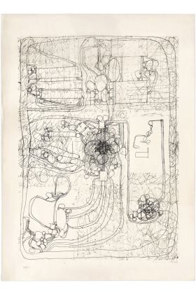 Hermann Nitsch, Siebdruck, "Entwurf einer unterirdischen Stadt", ca. 1975