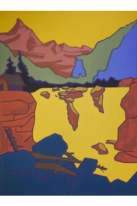 Hubert Schmalix, Landscape, „Yellow Water“, 2017, Öl auf Leinwand, 175 x 130 cm