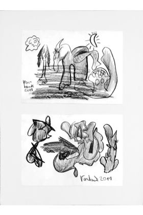 Michael Vonbank, 2 Bleistiftzeichnungen auf Papier, 2011, je 21 x 15 cm