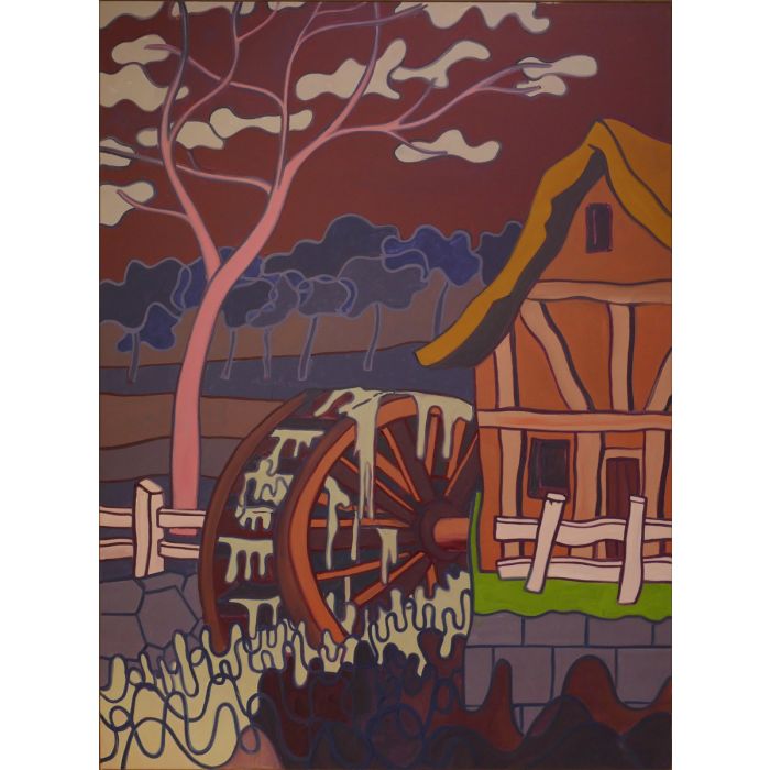 Hubert Schmalix, Landscape, „Mill by Moonlight“, 2015, Öl auf Leinwand, 175 x 130 cm