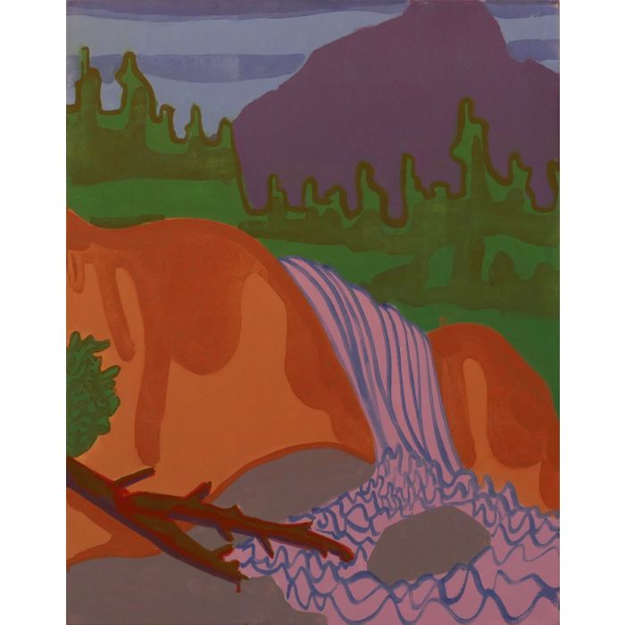 Hubert Schmalix, Landscape, „Smooth Waterfall“, 2017, Öl auf Leinwand, 90 x 70 cm