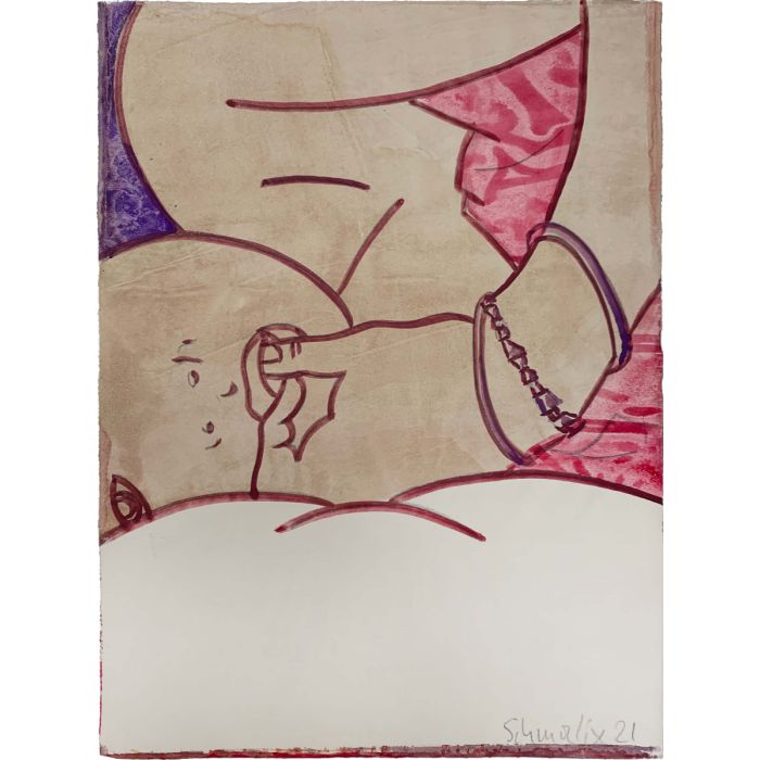 Hubert Schmalix, Figure, 2021, Gouache auf Papier, 62 x 48 cm