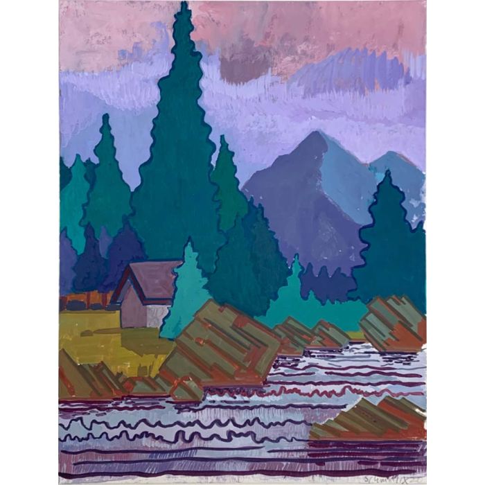 Hubert Schmalix, Landscape, 2020, Gouache auf Karton, 51 x 38 cm